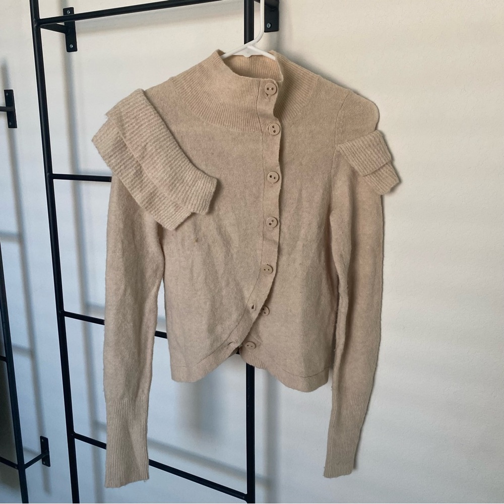 Anthropologie Tan Button-Up Cardigan